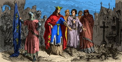 V roce 1186 Philippe Auguste (1165-1223) nařídil vydláždit ulice Paříže, Rytina 19. stol. od Unknown artist