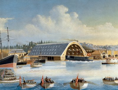 Inaugurace lodi v loděnici Taskizak v roce 1880 Detail. Malování. Istanbul, Námořní muzeum od Unknown artist