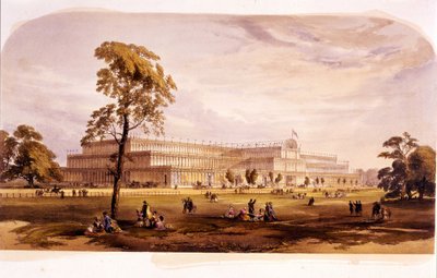 Průmyslová revoluce: pohled na Crystal Palace, postavený Josephem Paxtonem pro světovou výstavu 1851 v Londýně (Hyde Park) 19. století od Unknown artist