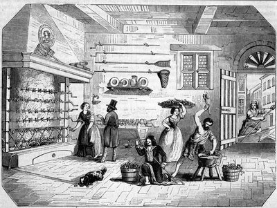 Uvnitř továrny na mořského úhoře v italském Comacchiu. od Unknown artist
