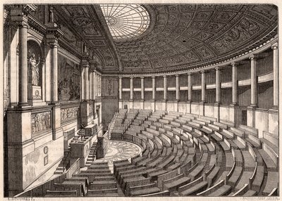 Vnitřní pohled na Poslanecké sněmovny (Národní shromáždění), dříve nazývané Palais Bourbon, Paříž, Francie od Unknown