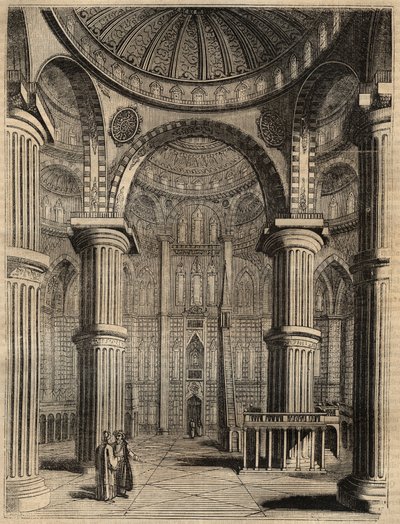 Interiér Modré mešity, Istanbul, Turecko - 1838 - rytina - od Unknown artist