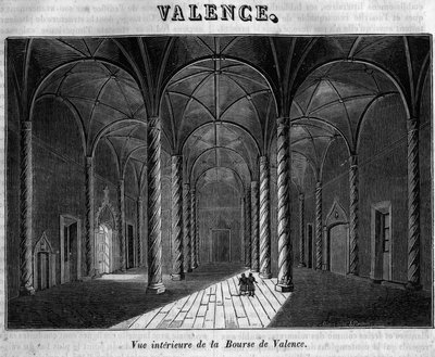 Vnitřní pohled na valencijskou burzu v 19. století. od Unknown artist