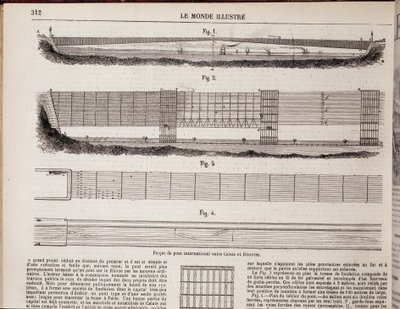 Mezinárodní projekt mostu přes kanál mezi Calais a Doverem - v „The Illustrous World““ z 16.11.1867 od Unknown artist