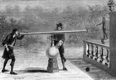 Vynález: Sarbacan neboli pneumatická pistole Otto von Guericke (Otto de Guericke) (1602-1686), německý vynálezce. Gravírování do ""La Nature"" od Unknown artist