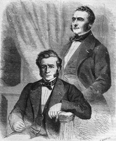 Isaac a Jacob Emile Pereire, francouzští podnikatelé, zakladatelé Société de Crédit Mobilier (1852). od Unknown artist