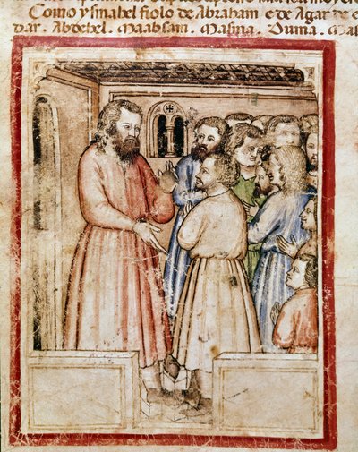 Jacob a jeho dvanáct dětí Miniatura z kodexu 212 (nebo Padovano Codice nebo Bible z Padovy) 1390-1400 Rovigo, Accademia dei Concordi od Unknown artist