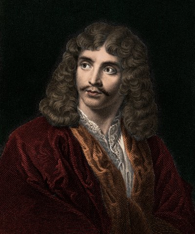 Jean Baptiste Poquelin Moliere 1622-1673 - rytina - 19. stol. od Unknown artist