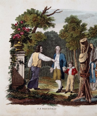 Jean Jacques Rousseau s dítětem, interpeelovaný rolníkem od Unknown artist