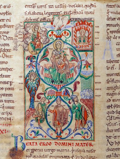 Jesse strom obklopuje symboly panenství Panna je navržena podle jména Byzantince z Theotokos. Miniatura převzatá z „Lectiaire de Citeaux““ z 12. století v Dijonu, Městská knihovna od Unknown artist