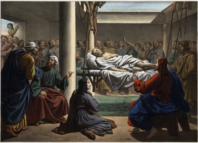Ježíš uzdravuje ochrnutého z Bethesdy. Anonymní rytina z poloviny 19. století. od Unknown artist