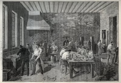 Klenoty: továrna na ocelové šperky. Rytina z roku 1885 v „“Les arts et metiers illustres““ od Adolphe BITARDA. od Unknown artist