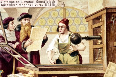 Johannes Gensfleisch Gutenberg (1400-1468). kolem roku 1440. Chromolitografie 19. století. od Unknown artist