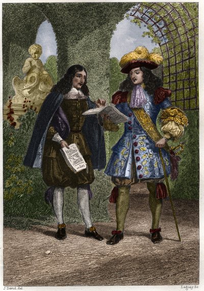 John the Baptist (Jean-Baptiste) Colbert (1619-1683) s Ludvíkem XIV., králem Francie a Navarry (1638-1715). Rytina 19. století. Soukromá sbírka. od Unknown artist