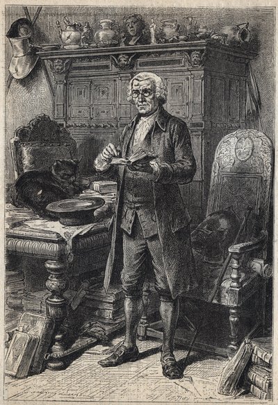Jonathan Oldenbuck (nebo Aldinbbuck) - ilustrace z 19. století k románu „The Antiquary“ od Waltera Scotta (1771-1832) od Unknown artist