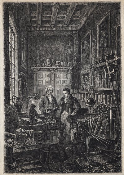 Jonathan Oldenbuck - (Svatý svatých z antikvariátu) - ilustrace 19. století k románu „Starožitník“ od od Unknown artist