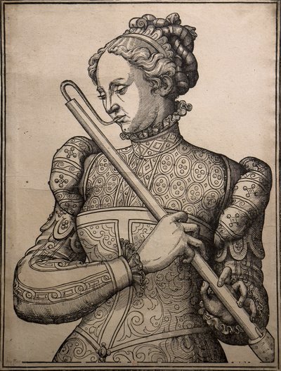 Hráč Douçaine, kolem roku 1560 (Dřevoryt) od Unknown artist