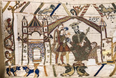 Král Edward Vyznavač posílá Harolda do Normandie, Bayeux Tapestry (vlněná výšivka na plátně) od Unknown artist