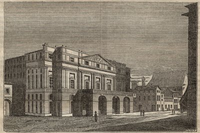 La Scala v Miláně - Pohled na divadlo La Scala v Miláně, Itálie - (Teatro alla Scala Milan) - 1837 od Unknown artist