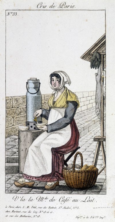 Obchodník s mléčnou kávou – v “”Cris de Paris”” od Unknown artist