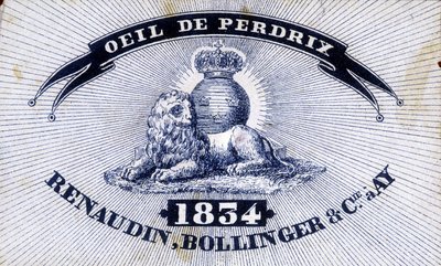 Štítek “” Eye of Partridge - Renaudin, Bollinger & Cie à AY - 1834””. od Unknown artist