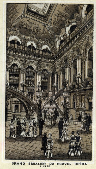Velké schodiště nové opery (Opera Garnier) v Paříži. od Unknown artist
