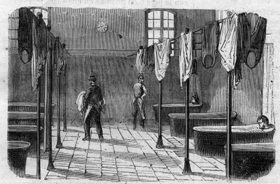Azyl Sainte Anne (Sainte-Anne) v Paříži: koupelna - rytina v „“Le Journal Illustrée““ od Unknown artist