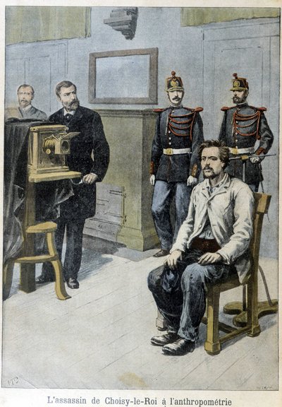 Vrah Choisy-le-Roi k antropometrii (a pan Alphonse Bertillon) - v „“Le Petite Journal“, květen 1899 od Unknown artist