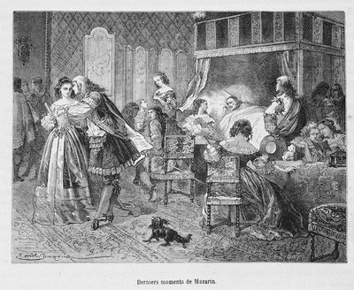 Poslední okamžiky Mazarina (1602 - 1661). Ilustrace v „Populární historii Francie“ od Henriho Martina. od Unknown artist