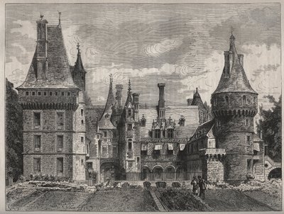 Le chateau de Maintenon, Eure et Loir (Eure et Loir), Centre, Francie rytina z 19. století od Unknown artist