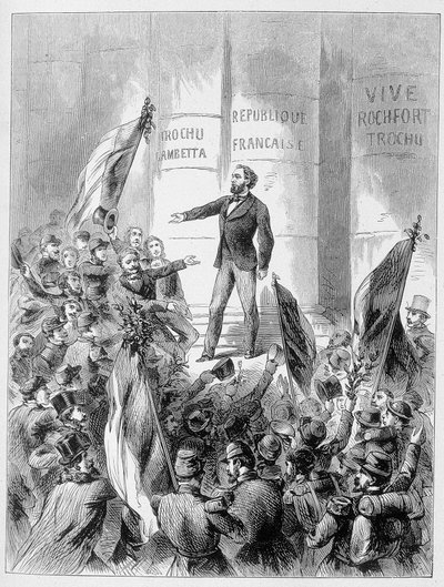 Leon Gambetta oznamující vyhlášení republiky 4. září od Unknown artist
