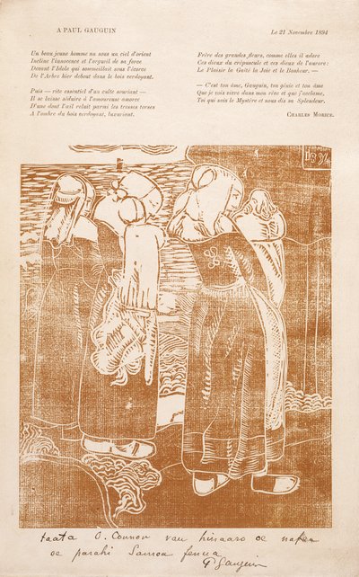 Les Bretonnes (The Breton Women) (dřevěný tisk) od Unknown artist