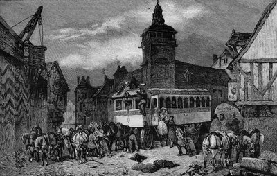 Les Omnibus de Paris v 19. století: vůz má 60 míst k sezení - rytina z roku 1892 od Unknown artist
