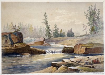 Les chutes de papineau - v „“Sketches on the nipisaguit a river of New Brunswick in America““ od Williama Hickmana, ed. Halifax od Unknown artist