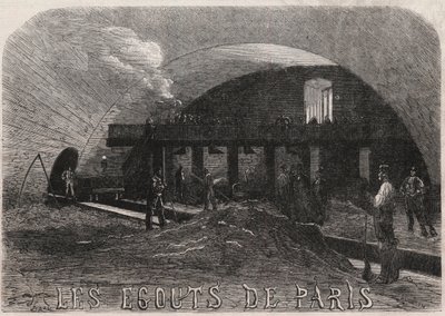 Stoky Paříže: Velká komora a kovářské dílny Most Notre Dame (Notre-Dame) - rytina v „“Le Monde Illustré““ od Unknown artist