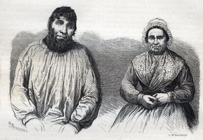 Les epoux Dumollard (Martin Dumollard (1810-1862) a jeho manželka komplice Marie Anne (Marie-Anne) Martinet (1814-1875) Rytina 19. stol. od Unknown artist