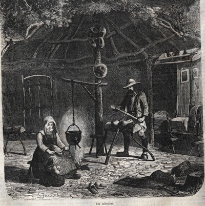 Les sabotiers. rytina 19. stol od Unknown artist