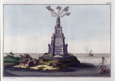Alexandrijský maják. Rytina z počátku 19. století. od Unknown artist
