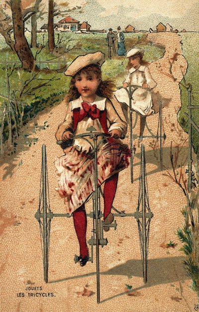 Holčičky dělají tříkolky. Chromolitografie kolem roku 1890. od Unknown artist