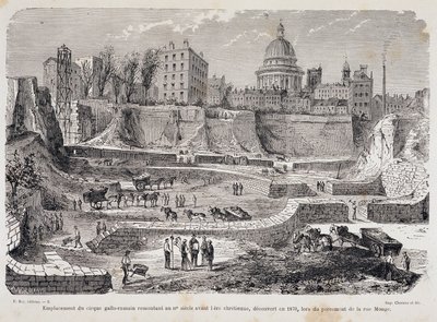 Umístění galsko-římského cirkusu ze 3. století před křesťanskou érou, objevené v roce 1870 při vrtání Rue Monge od Unknown artist