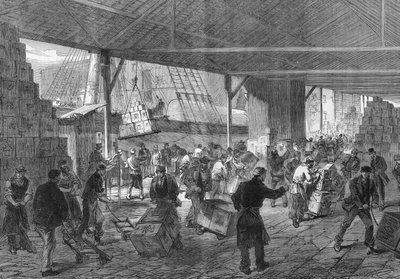 Londýn 1868: příchod čaje do doků. od Unknown artist