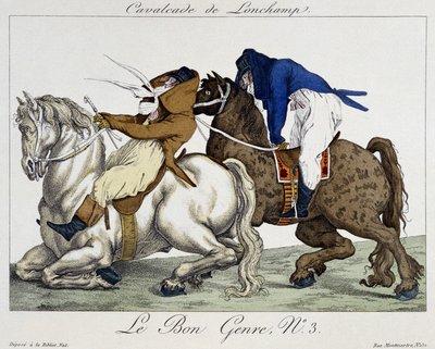 Longchamps Cavalcade - karikatura, deb. 19. století od Unknown artist