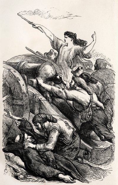 Lord Byron-ilustrace scény z básně „Childe Harold“ od anglického básníka (rytina) od Unknown artist