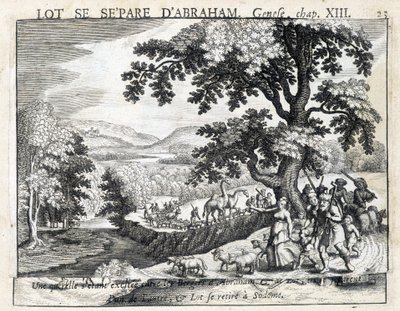 Loth se odděluje od Abrahama - Bible, rytina od Unknown artist