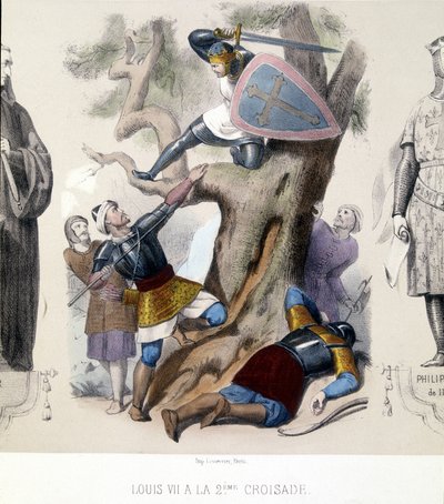 Ludvík VII. mladý (1120/1180), Capetiens řídí během 2. křížové výpravy (1147/1149). od Unknown artist