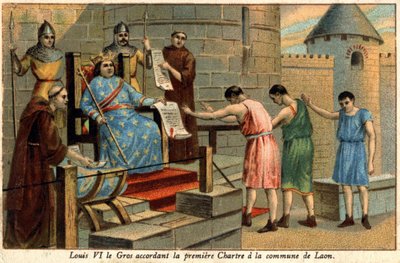 Ludvík VI. udělil první Chartre obci Laon v roce 1128. od Unknown artist