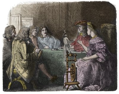 Ludvík XIV. Obchoduje se svými ministry v apartmánech Madame de Maintenon (rytina) od Unknown artist