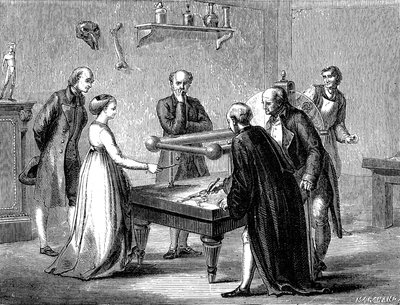 Luigi Galvani objevil v roce 1780 dráždivost žabího svalu elektřinou od Unknown artist