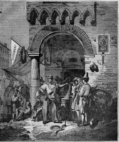 Obchodník s makaronovými těstovinami v Neapoli v 19. století. od Unknown artist