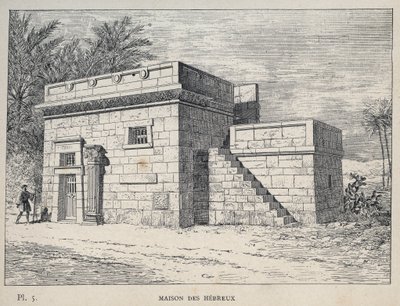 Maison des Hébreux - (hebrejský domov) rytina z roku 1889 v „Historie lidského obydlí na Světové výstavě v roce 1889, pan Charles GARNIER - Librairie centrale des beaux-arts Paris 1889 od Unknown artist
